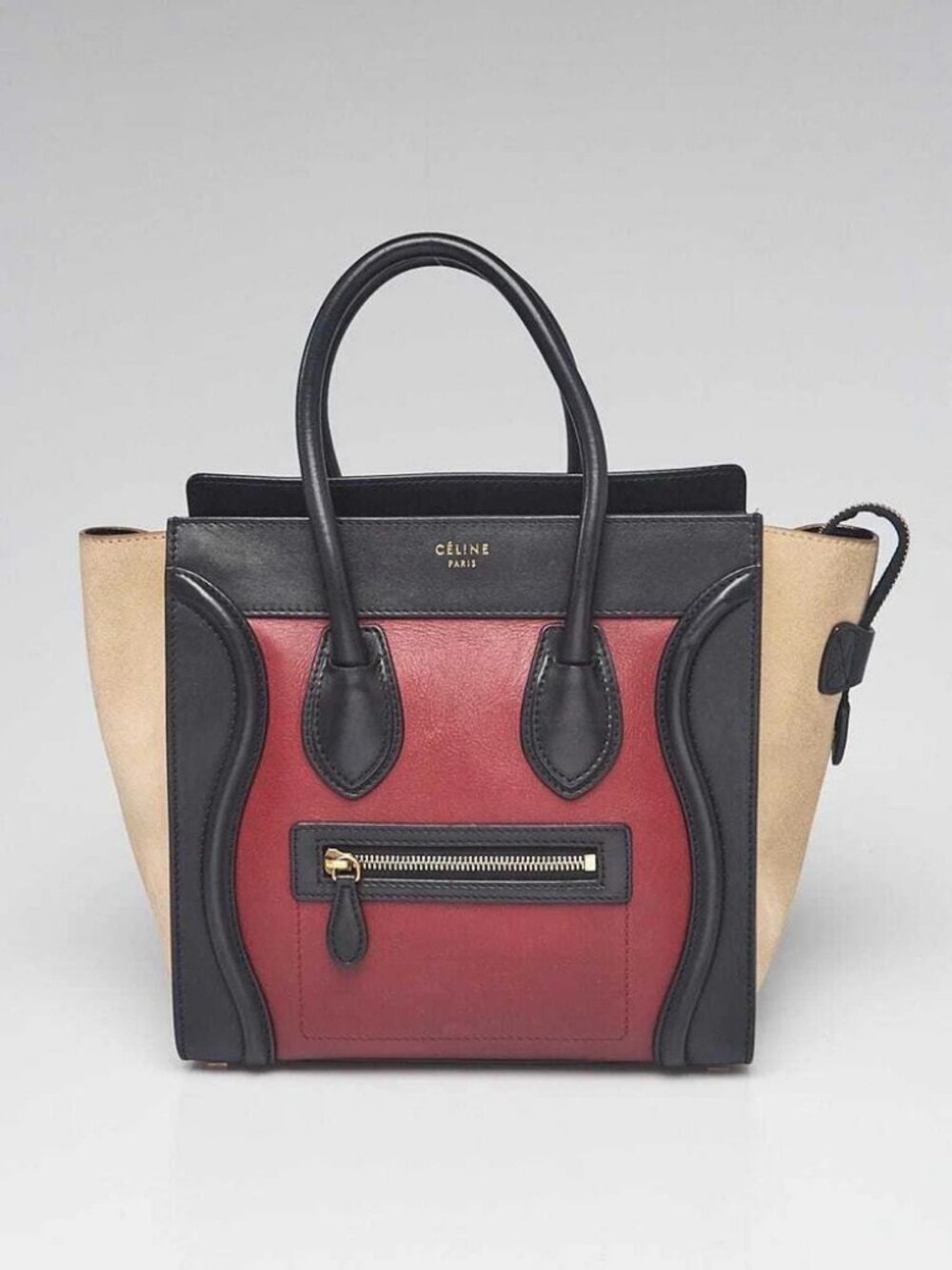 Celine Tricolor Leather/Suede Micro Luggage Tote Bag